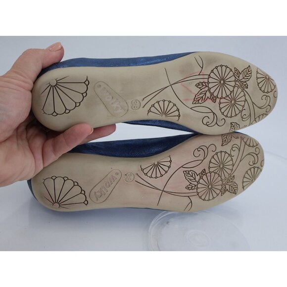 Wolky Ballet Flats Blue Metallic Leather Slip On Shoes Comfy Casual Size 38 7 - Picture 8 of 10